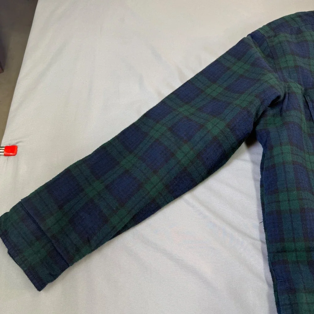 LLBean Plaid‎ Sherpa Lined Flannel Shirt Jacket Men's XXL Tall Blue Green WOW!!!